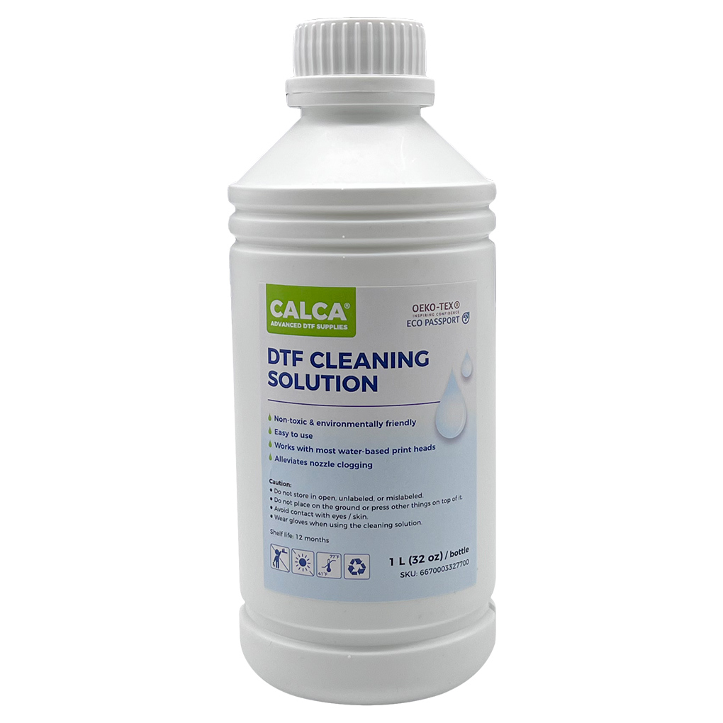 Direct to Transfer Film Cleaning Solution for Waterbased Epson Printheads. 32 oz, Bottle of 1L