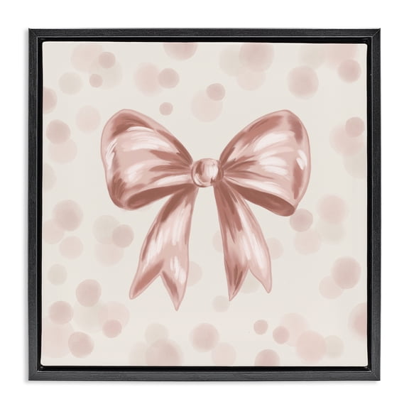 Stupell Industries Eclectic Sweetest Bow on Dots Black Floating Frame Canvas Art, 18 x 18, by Kristen Dalpiaz