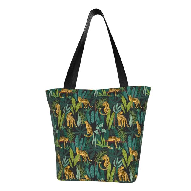 Balery Jungle Leopard Yellow Bolsa de Hombro con Diseño, Bolsa Grande y Duradera, Bolsa Versátil para Compras