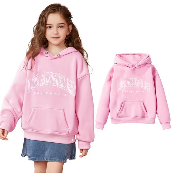 Teen Boys Hoodies Kids Los Angeles City Letter Print Hoodie Long Sleeve Lightweight Pullover Tops Loose Sweatshirt Fall Winter Clothes Little Boy Clothes 11-12Years Kids Clothes