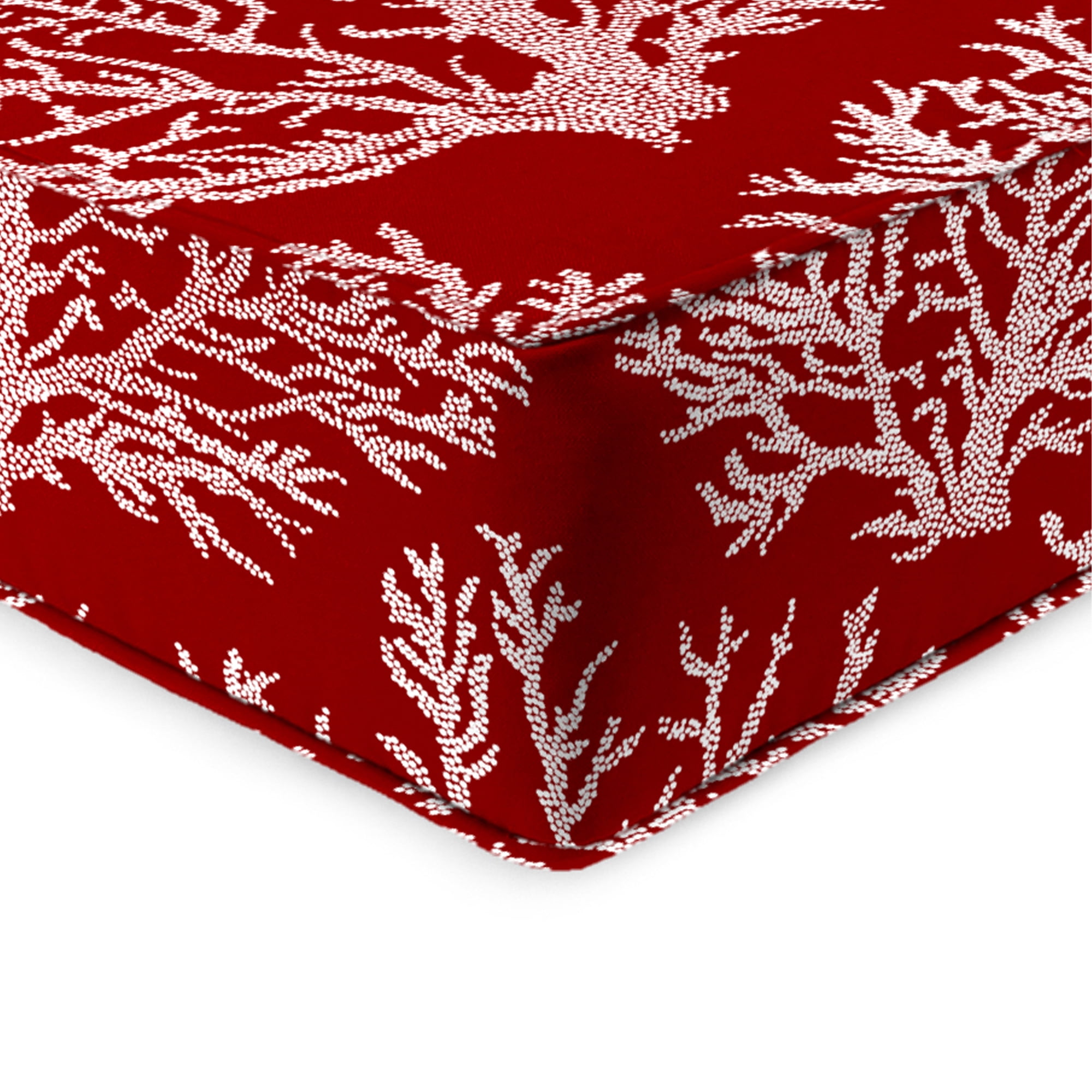 Jordan Manufacturing 46.5" x 24" Seacoral Red Nautical Rectangular Outdoor Deep Seat Chair Cushion Set with Welt