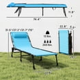 thumbnail image 3 of Folding Chaise Lounge Chair, Patio Sun Tanning Chair, Outdoor Chaise Lounger with 4-Position Reclining Back, Breathable Mesh Seat for Beach, Poolside, Yard, Blue, 3 of 19