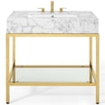 thumbnail image 5 of Modway Kingsley 36" Gold Stainless Steel Bathroom Vanity in Gold White, 5 of 10