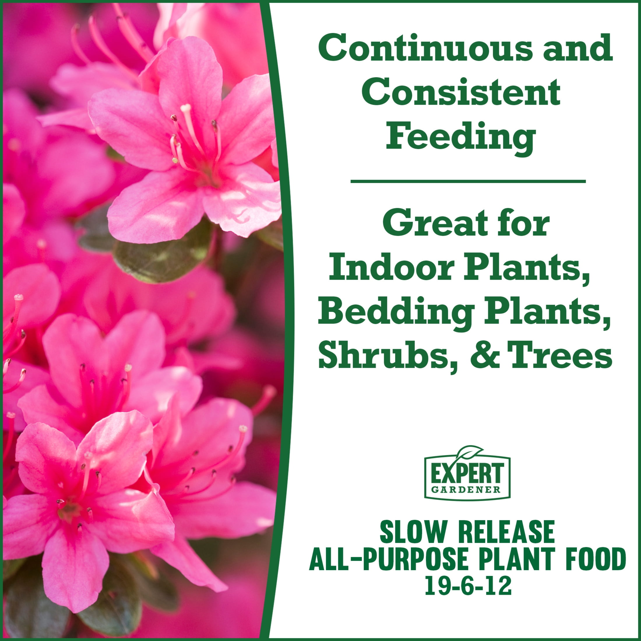 Expert Gardener Indoor & Outdoor Plant Food 19-6-12 Fertilizer, Feeds up to 6 Months; 2 lb.