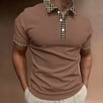 thumbnail image 2 of Mens Button Polo Shirt Short Sleeve Raglan Sleeve T Shirt Summer Breathable Tee Casual Tops Coffee M, 2 of 5