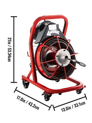 VEVOR Electric Drain Auger 50FTx1/2Inch,250W Drain Cleaner Machine,Sewer  Snake Machine,Fit 2''- 4''/51mm-102mm Pipes, w/4 Wheels, Cutters,Foot  Switch, for Drain Cleaners Plumbers
