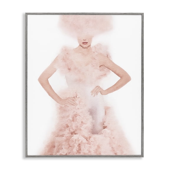 Stupell Industries Contemporary Pink Fluffy Fashion Gown Gray Framed Giclee Art, 11 x 14, by Amanda Greenwood