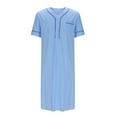 thumbnail image 4 of Xysaqa Men's Nightshirt Front Pocket Summer Short Sleeve Pajamas Lightweight Cotton Comfy Henley Sleep Shirt Loose Fitted Night Gown for Men S-3XL, 4 of 6