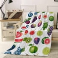 thumbnail image 4 of Fleece Blanket Pastoral Fruit Watermelon Grapes Blankets, Soft Cozy Warm Flannel Throw Blanket, Farm Kiwifruit Lemon Blanket for Bed Couch Sofa,30x40In, 4 of 9