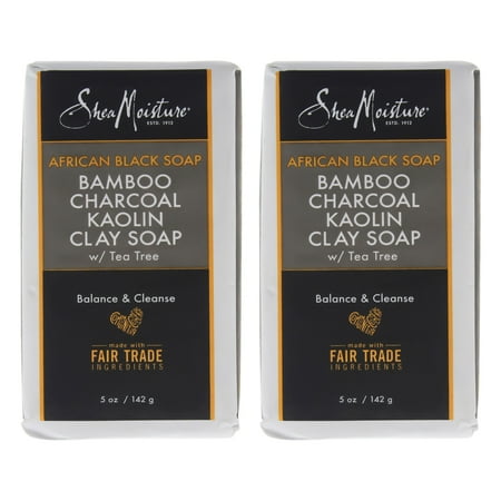 African Black Soap Bamboo Charcoal Kaolin Clay Soap by Shea Moisture for Unisex - 5 oz Bar Soap - Pa