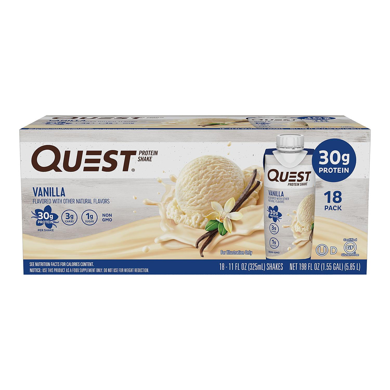 Quest Protein Shake Vanilla, 30g (18 Count)