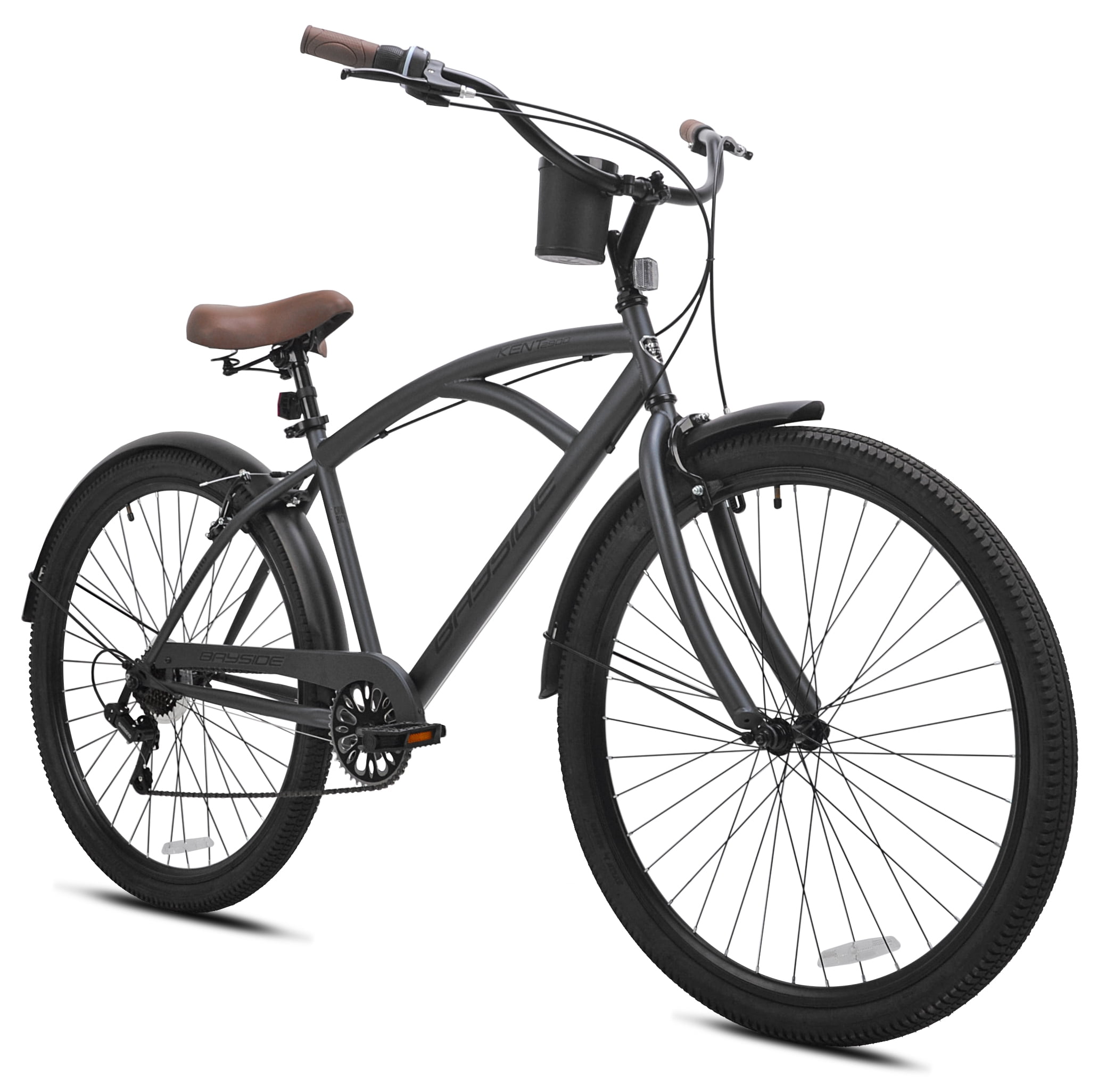 Mens Cruiser Bike Hyper 26 Inch Commute Comfort Bicycle Lightweight 7 Speed Gray 