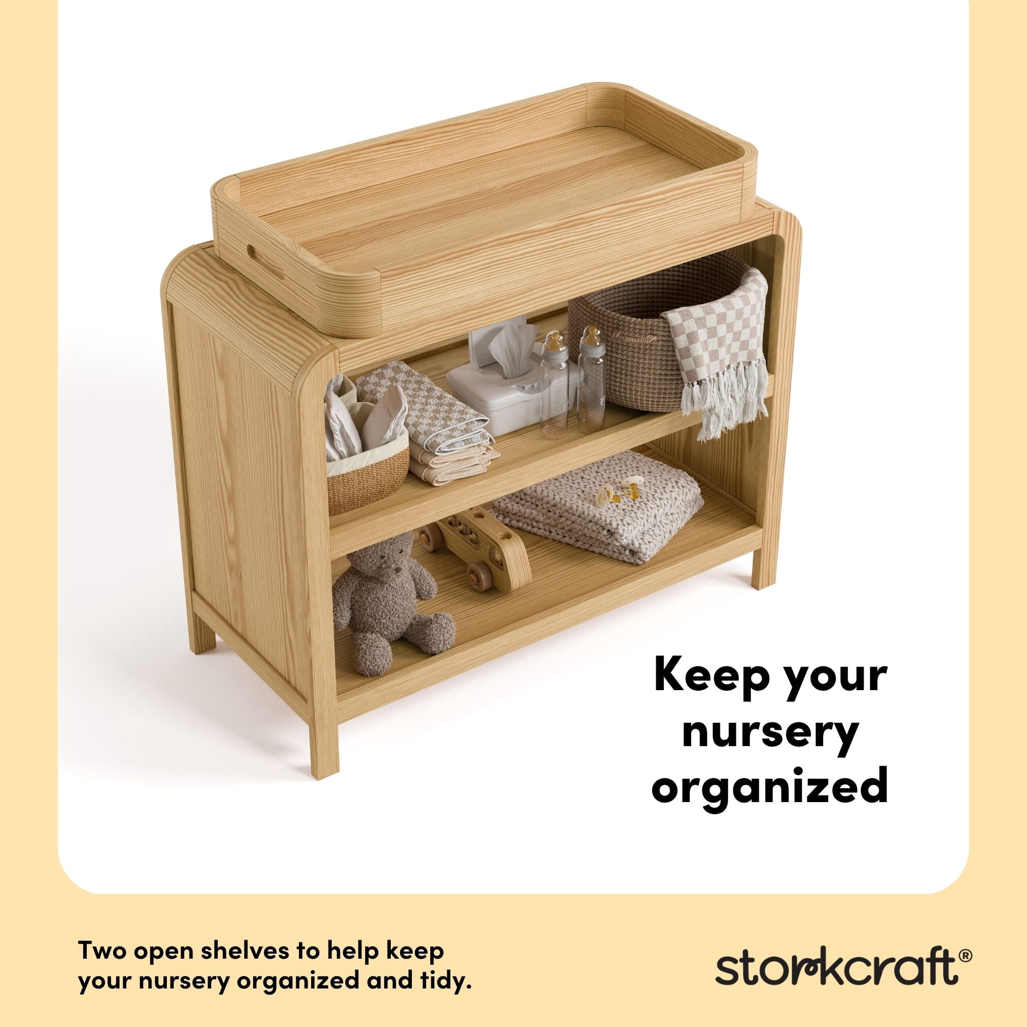 Storkcraft Santos Changing Table with Removable Infant Changing Table Topper, Natural