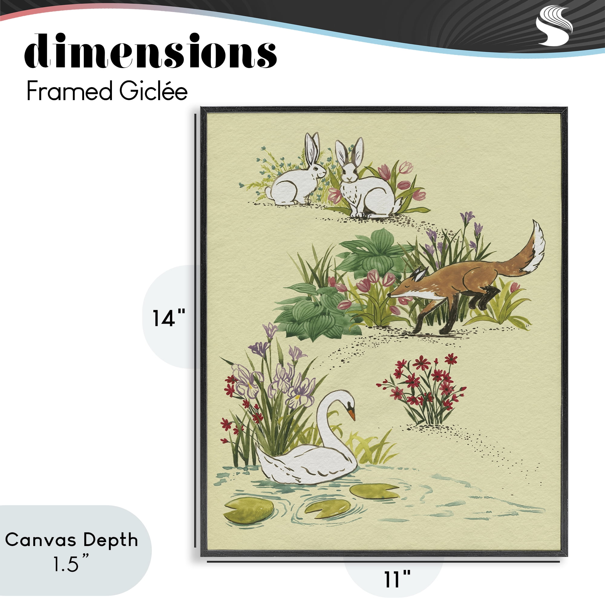 Stupell Industries Animals In Nature Scenes Black Framed Giclee Art, design by Grace Popp