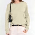 thumbnail image 6 of Eltusu Women Knitting Cotton Sweaters, Long Sleeve Warm Pullover Crewneck Winter Tops Khaki Size XL, 6 of 7