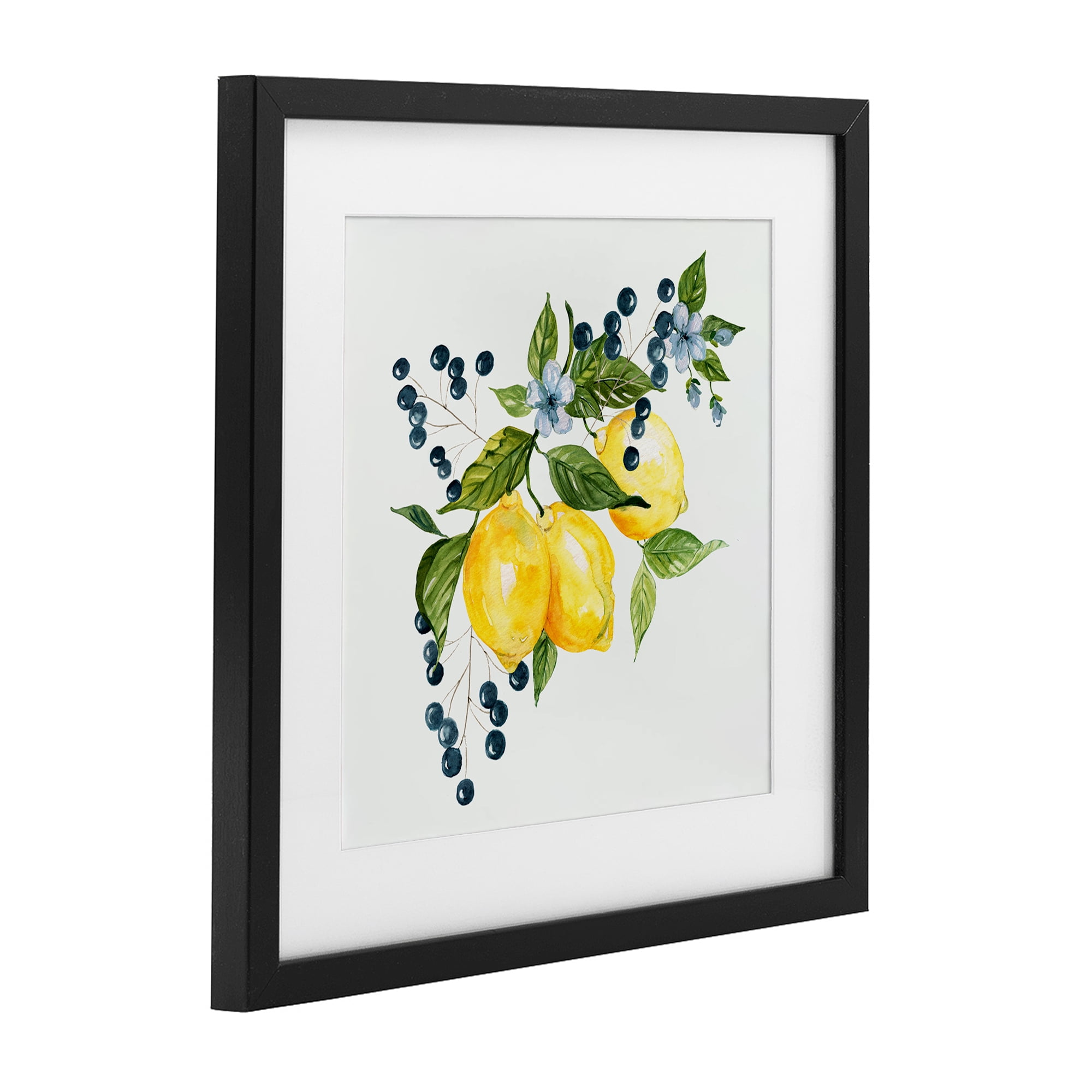 Stupell Industries Lemon Branch with Berries Black Framed Print Under Glass, design by Livi Finn