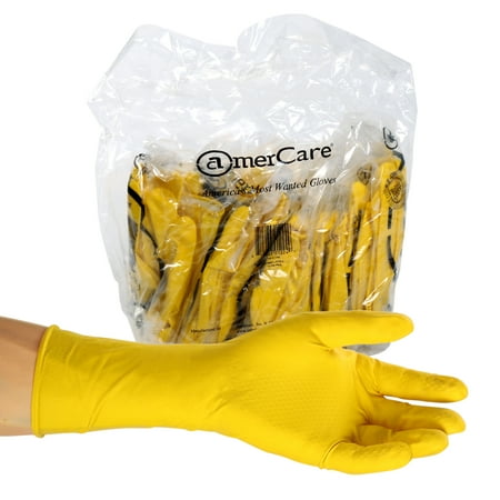 

AmerCare Medium Powder-Free Latex Household Neptune Yellow Flock Lined Gloves Case of 240