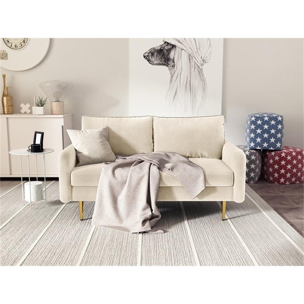 Kingway Furniture Almor Velvet Living Room Loveseat in Beige