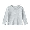 thumbnail image 6 of Lenpel Toddler Kids Girls Tops Fall Cute Solid Color Fashion Button Crew Neck Pullover Casual Long Sleeve Blouses(Gray,2-3Years), 6 of 7