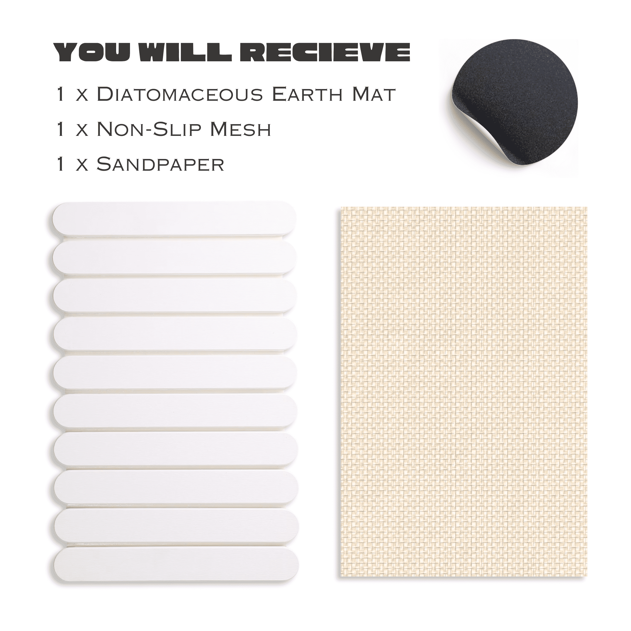 Large Stone Bath Mat 24"x16" – Foldable Quick Dry Diatomaceous Earth Shower Mat, Fast Absorbent Non-Slip Bathroom Floor Pad – White