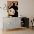 thumbnail image 5 of Llinc Store Combo 4-Door Buffet Storage Cabinet with Pine Legs and MDF, Modern Organizer Shoe Cabinet Sideboard for Living Room Bedroom, Kitchen, Champagne, 5 of 8