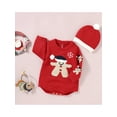 thumbnail image 2 of hirigin Infant Baby 2PCS Christmas Outfits, Long Sleeve Round Neck Knit Romper + Beanie Hat Set, 2 of 9