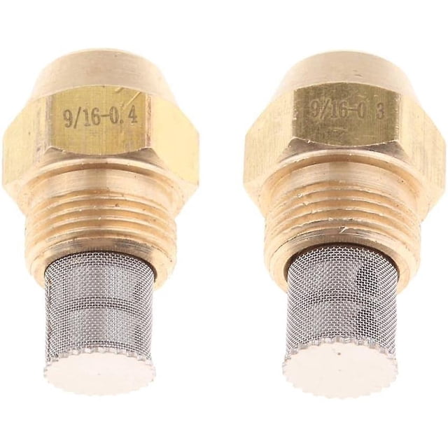 2Pcs Brass Oil Furnace Nozzle Oil Burner Spray Nozzle 9/16 Inch 0.3 & 0.4Mm