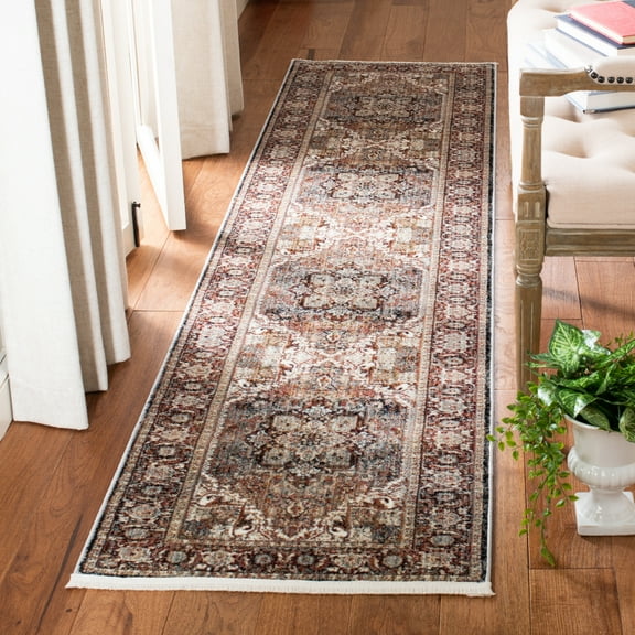 SAFAVIEH Herat Rozen Traditional Runner Rug, Red/Ivory, 3' x 10'