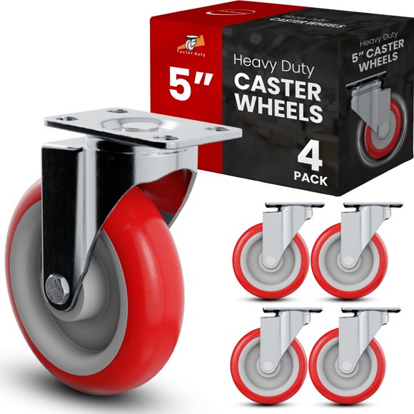 Poliuretano rojo Caster Wheels Online Best Service de 5 pulgadas