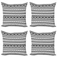 thumbnail image 1 of Ambesonne Tribal Throw Pillow Cover 4 Pack, Borders with Leaf, 18", Black and White, 1 of 2