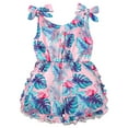 thumbnail image 1 of Xingqing Toddler Kid Baby Girls Flower Printing Single-breasted Suspender Romper, 1 of 10