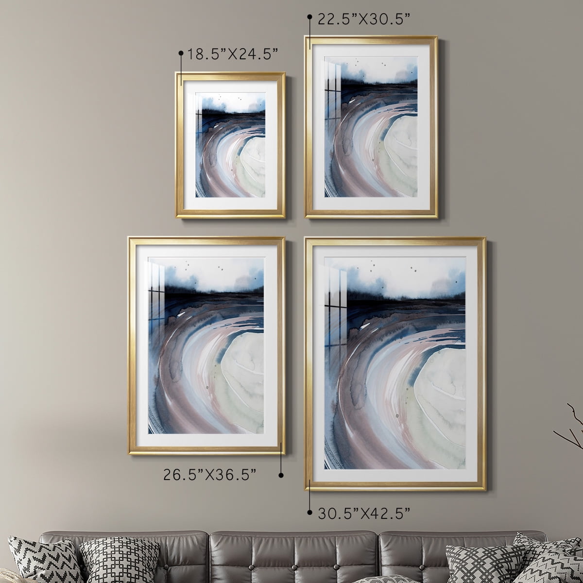 Wexford Home Geode Valley I Premium Framed Print, 22.5" x 30.5" - Ready to Hang, Gold (Set of 2)