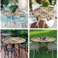 thumbnail image 3 of Round Tablecloth Fitted Elastic Edge Patio Table Covers Wrinkle Resistant Waterproof Vinyl Table Cloth for Picnic Camping Indoor and Outdoor，Paisley Floral Textured 45"-56", 3 of 4