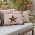 thumbnail image 3 of Outdoor Pillow Covers 20x12 Set of 2, Western Texas Star Retro Waterproof Patio Throw Pillow Covers for Couch Sofa Chair, Rustic Vintage Farm Red Beige Plaid Decorative Pillowcases for Throw Pillows, 3 of 9