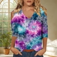 thumbnail image 2 of MEICHEN Tie Dye Long Sleeve Shirts for Women V Neck Pullover Tops Loose Tees Top Summer Fashion Clothing for Women, 2 of 5