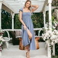 thumbnail image 3 of Women's Ruffled Cap Sleeve Maxi Slit Dress- Large,Blue, 3 of 7