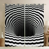 Feelyou Boys Psychedelic Swirl Blackout Curtains Set of 2 (52x84 Each), Black White Stripes Window Curtains, Chic Geometric Abstract Curtains and Drapes, Curtains and Drapes Room Decor