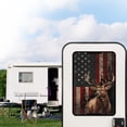 thumbnail image 2 of POLERO RV Entry Door Window Shade Sunshade Hook and Loop Fastener Camper Privacy Entrance Sun Blackout Fabric 17.3" x 26" (American Flag Deer), 2 of 7