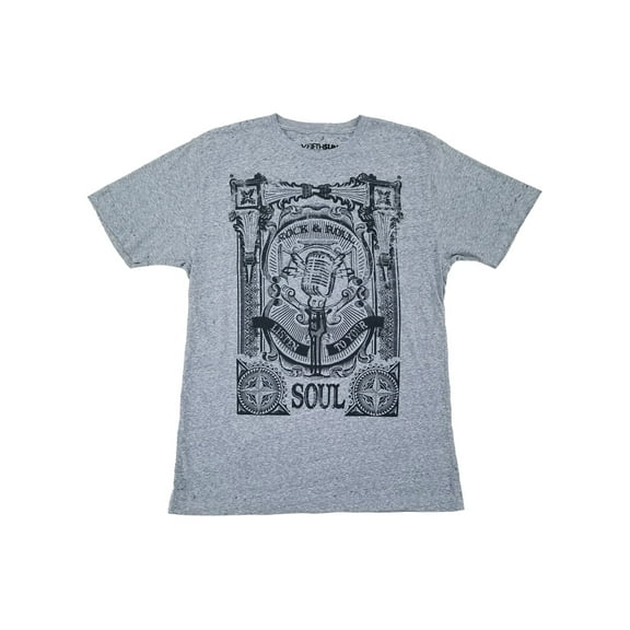 Mens Charcoal Heather Rock & Roll Soul Graphic Tee Short Sleeve T-Shirt M