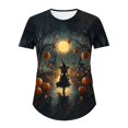 thumbnail image 3 of ersvoioy Plus Size Halloween Shirts for Women Cute Graphic Tshirt Crew Neck Short Sleeve Oversized Halloween shirt Party Fall Loose Fit Casual Basic Tee Tops,Size M-5XL Multicolor L, 3 of 5