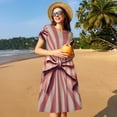 thumbnail image 4 of Vsdgher Robe Rétro à Nœud pour Femmes Été 2025 Décontractée Midi Maxi Légère à Manches Courtes Col Rond Robe de Plage, 4 of 6