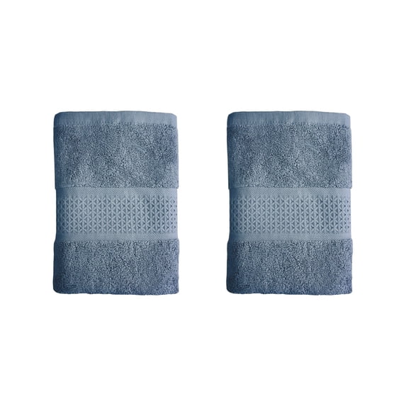 FBTS Prime Cotton Hand Towels 16x31 inch Extra Soft, Solid Blue, 2 per Pack