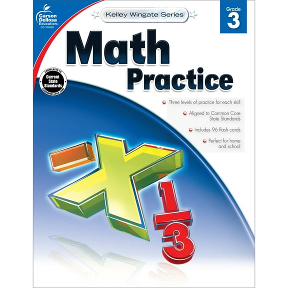 Carson Dellosa Kelley Wingate Math Practice Workbook (128 pages) Grade 3