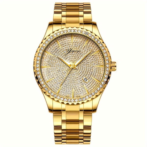 Luxury High-Value Handsome Men's Watch Luminous Full Diamond Dial Watch, Ideal for Daily Wear, Business, or Casual Occasions