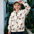 thumbnail image 2 of Uorisanigo Girls Sweatshirts Fashion Long Sleeve Pullover Top Fall Trendy Mushroom Hedgehog Quarter Zipper Cropped Sweatshirt School Athletic Tops for Sports and Daily Wear, 2 of 7