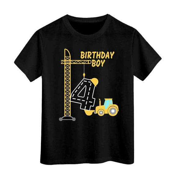 WOYY Toddler Boys Birthday T Shirt Short Sleeves Graphic T-Shirt, Black