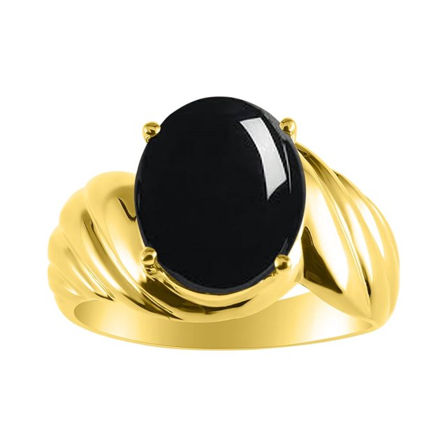 *RYLOS Classique Ovale Bague Solitaire en Onyx - Pierre de Naissance d'Octobre*