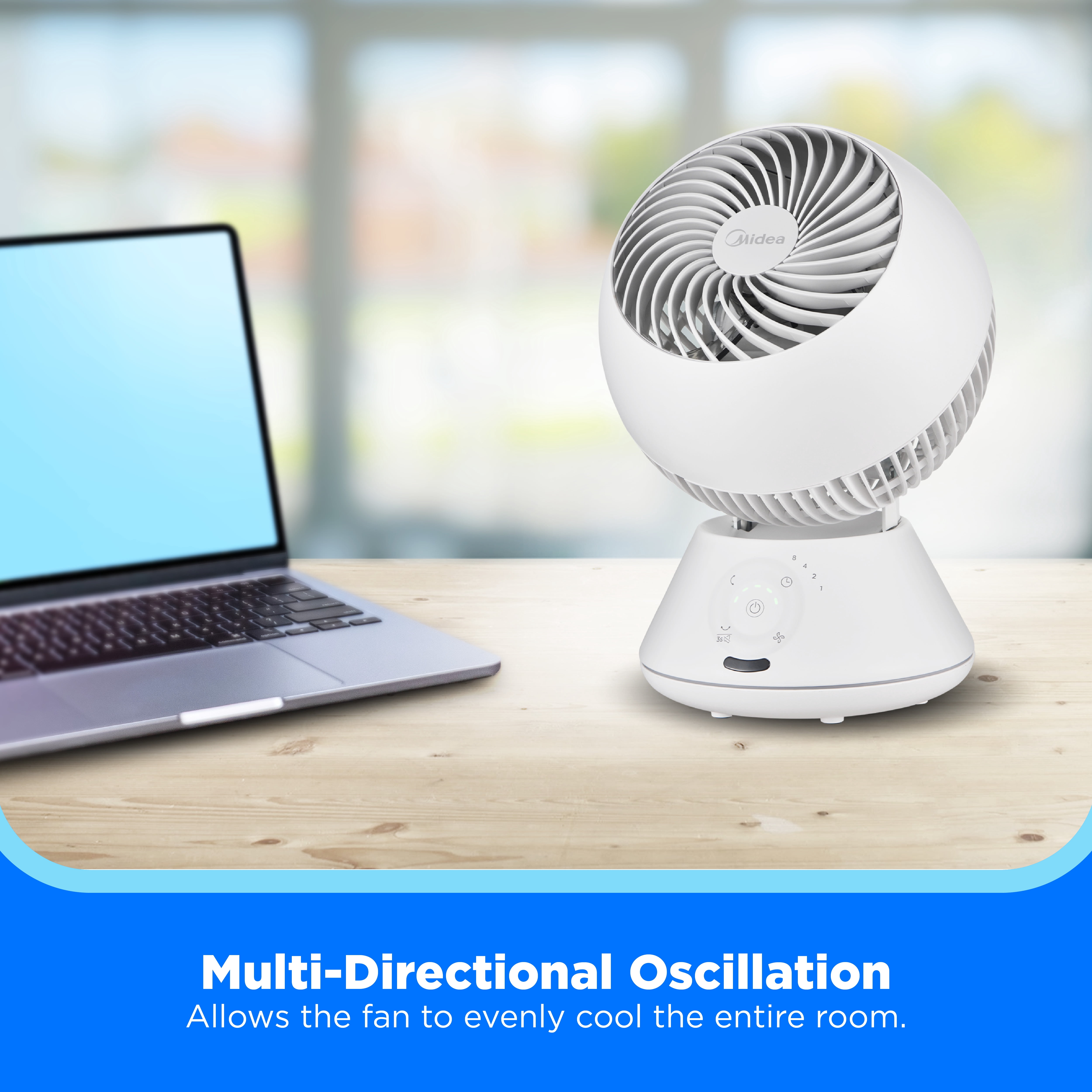 Midea Smart TurboBreeze Globe Air Circulator, 5 speeds with Remote, White
