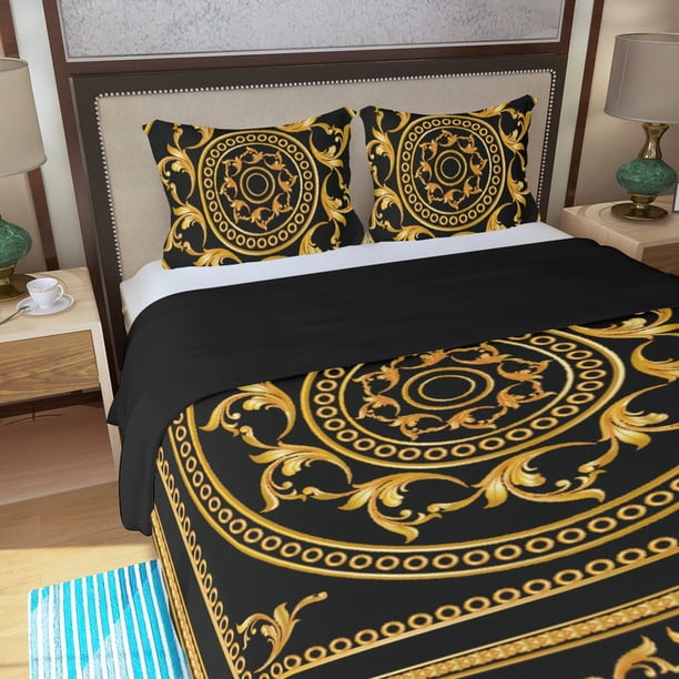 Juego de cama nórdico de tres piezas - Black Gold Renaissance