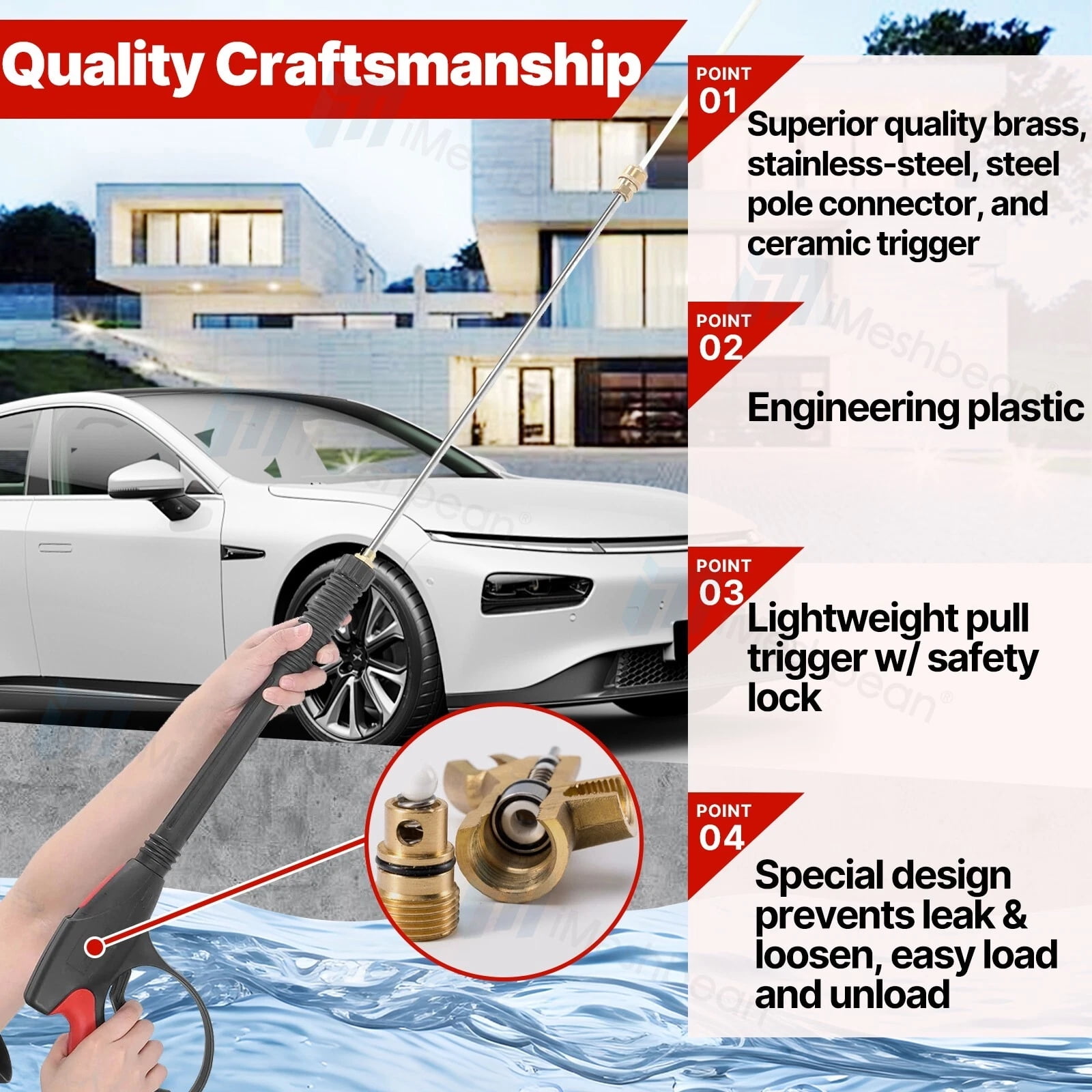 iMeshbean 4000 PSI Pressure Washer Gun 3/8" QC & M22-14mm Inlet Wand Lance Hose Spray Nozzle